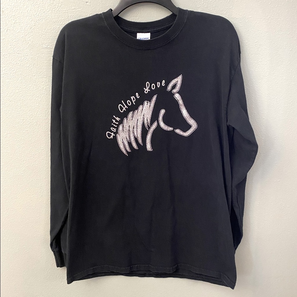 Rhinestone Horse Long Sleeve Tee